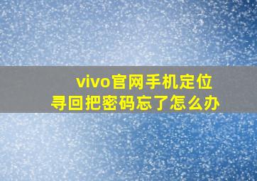 vivo官网手机定位寻回把密码忘了怎么办