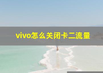 vivo怎么关闭卡二流量