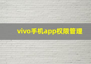 vivo手机app权限管理