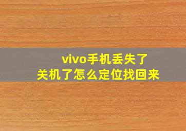 vivo手机丢失了关机了怎么定位找回来