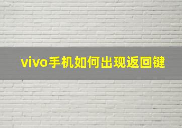 vivo手机如何出现返回键