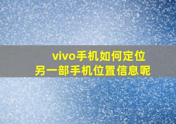 vivo手机如何定位另一部手机位置信息呢