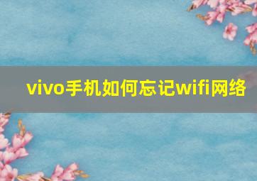 vivo手机如何忘记wifi网络