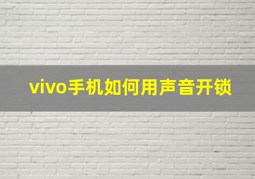 vivo手机如何用声音开锁