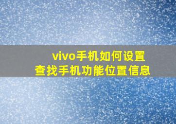 vivo手机如何设置查找手机功能位置信息