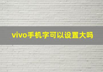 vivo手机字可以设置大吗