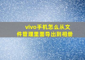 vivo手机怎么从文件管理里面导出到相册