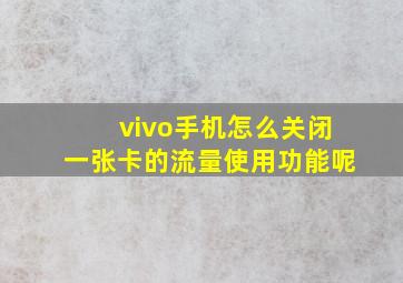 vivo手机怎么关闭一张卡的流量使用功能呢