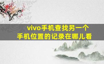 vivo手机查找另一个手机位置的记录在哪儿看