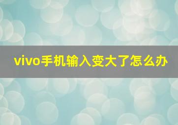 vivo手机输入变大了怎么办