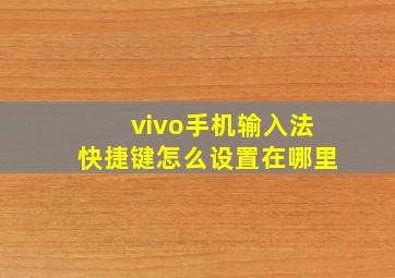 vivo手机输入法快捷键怎么设置在哪里