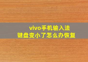 vivo手机输入法键盘变小了怎么办恢复