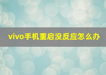 vivo手机重启没反应怎么办