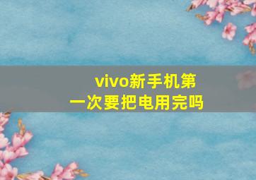 vivo新手机第一次要把电用完吗