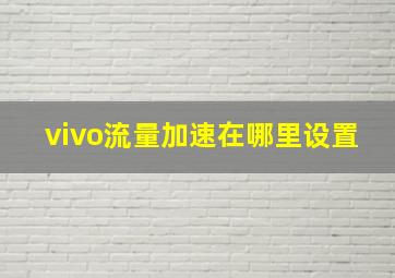 vivo流量加速在哪里设置