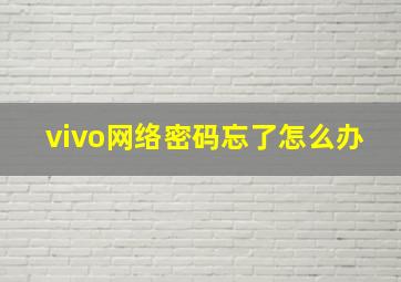 vivo网络密码忘了怎么办