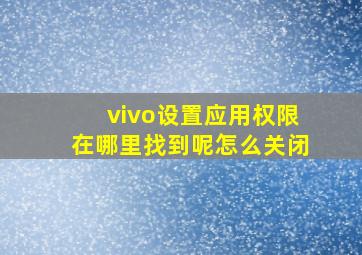 vivo设置应用权限在哪里找到呢怎么关闭