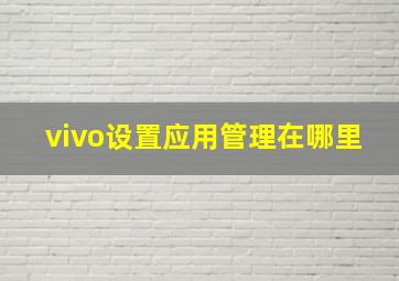 vivo设置应用管理在哪里