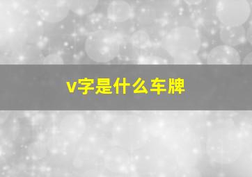 v字是什么车牌