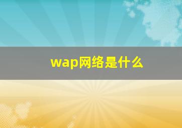 wap网络是什么