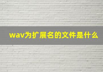 wav为扩展名的文件是什么