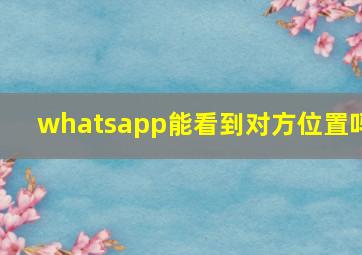 whatsapp能看到对方位置吗