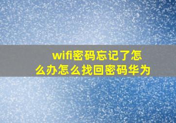 wifi密码忘记了怎么办怎么找回密码华为