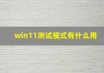 win11测试模式有什么用