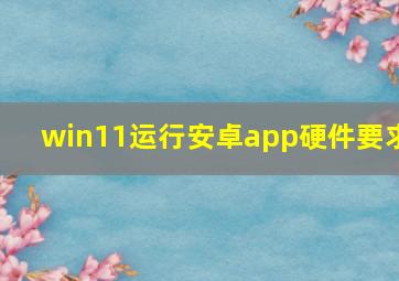 win11运行安卓app硬件要求