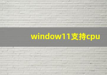 window11支持cpu