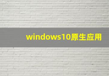 windows10原生应用