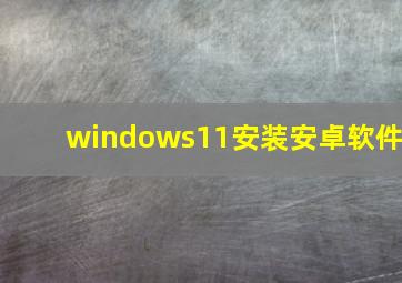 windows11安装安卓软件