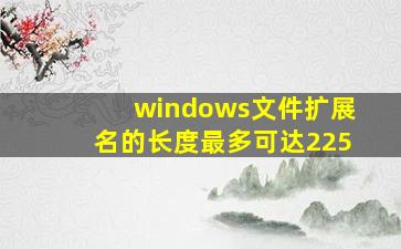 windows文件扩展名的长度最多可达225