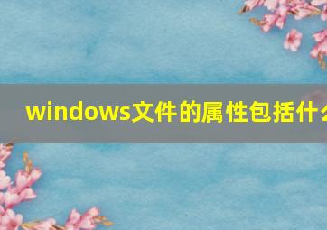 windows文件的属性包括什么