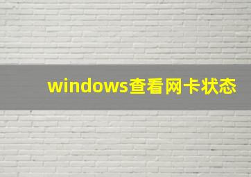 windows查看网卡状态