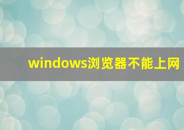 windows浏览器不能上网