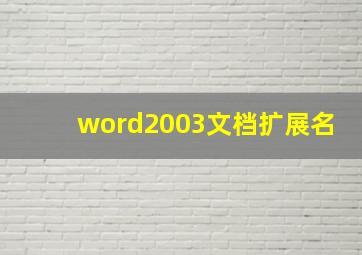 word2003文档扩展名