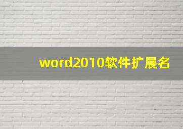 word2010软件扩展名