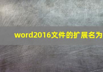 word2016文件的扩展名为