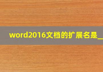 word2016文档的扩展名是____