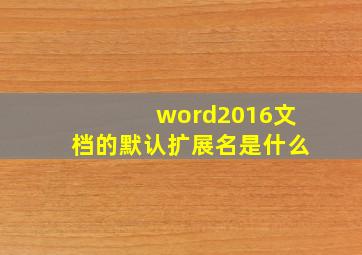 word2016文档的默认扩展名是什么