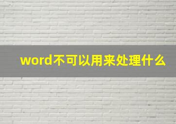 word不可以用来处理什么