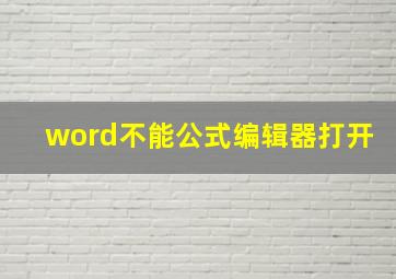 word不能公式编辑器打开