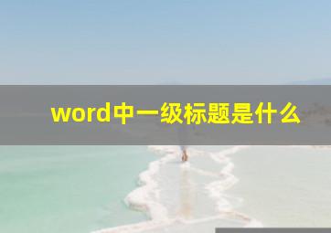 word中一级标题是什么