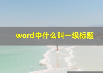 word中什么叫一级标题