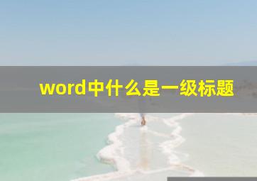 word中什么是一级标题