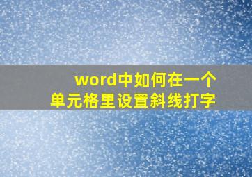 word中如何在一个单元格里设置斜线打字