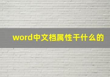 word中文档属性干什么的