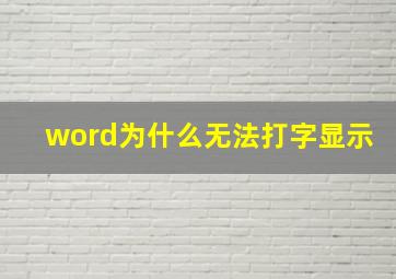 word为什么无法打字显示