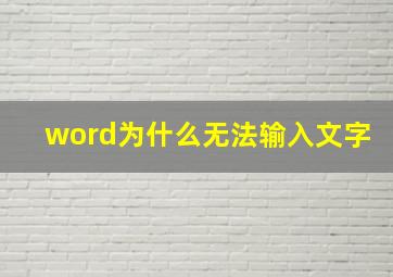 word为什么无法输入文字